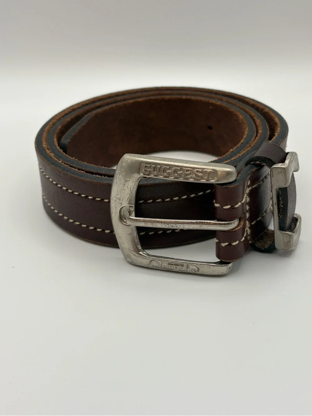 Vintage Angel Blue Suggest 100% Leather Brown Belt Small Western Buckle Y2K